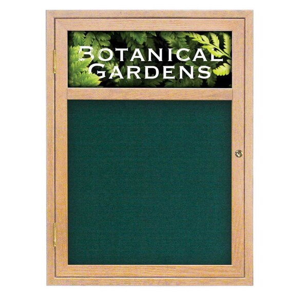Sliding Glass Door Radius Letterboard, Hdr, 72"x48", Satin/Green